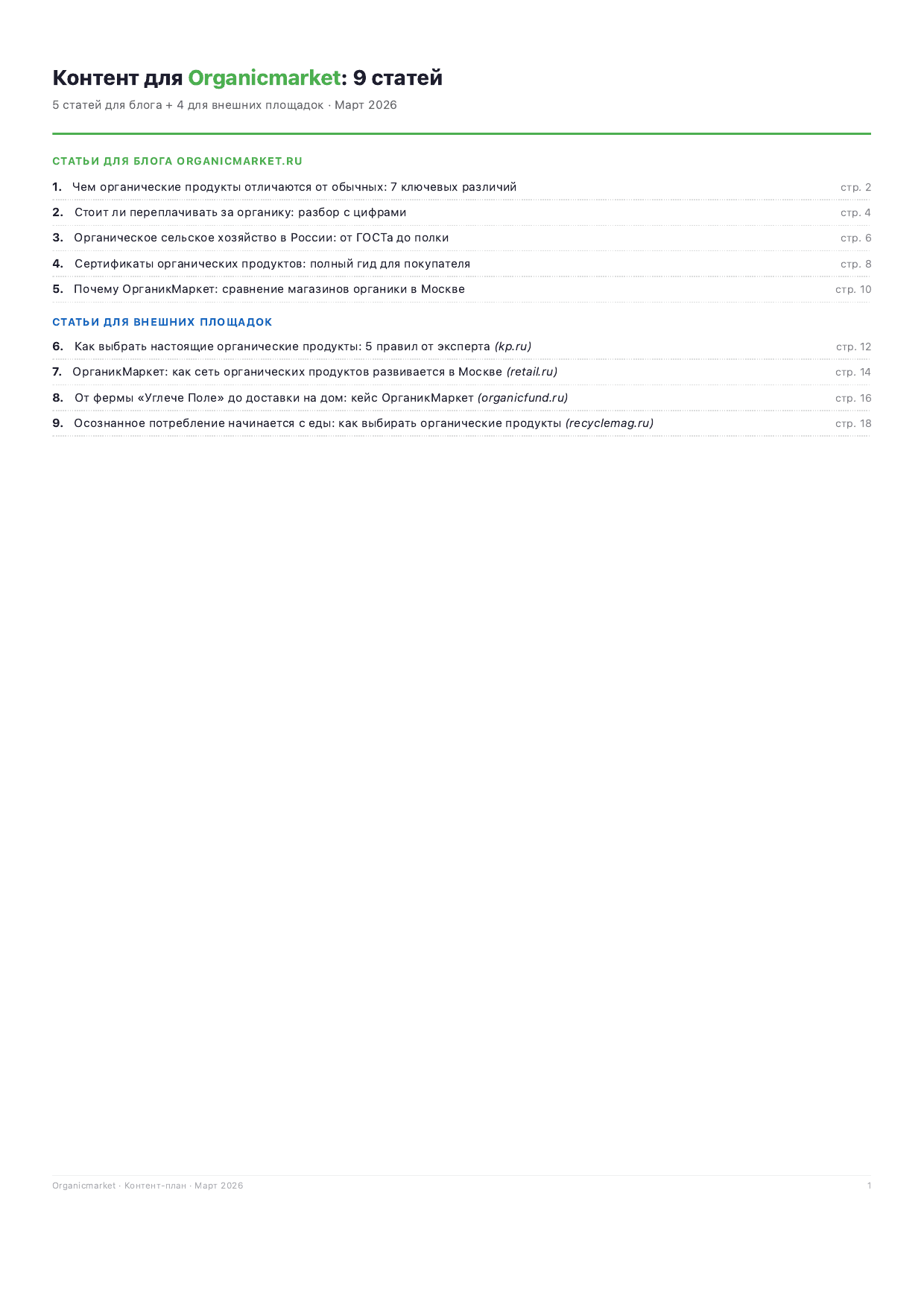 Превью пакета статей