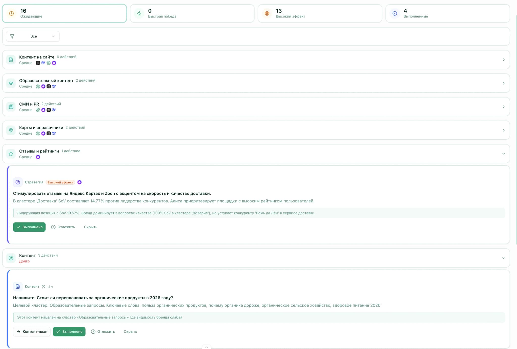 Командный центр — приоритетные действия для повышения видимости в AI