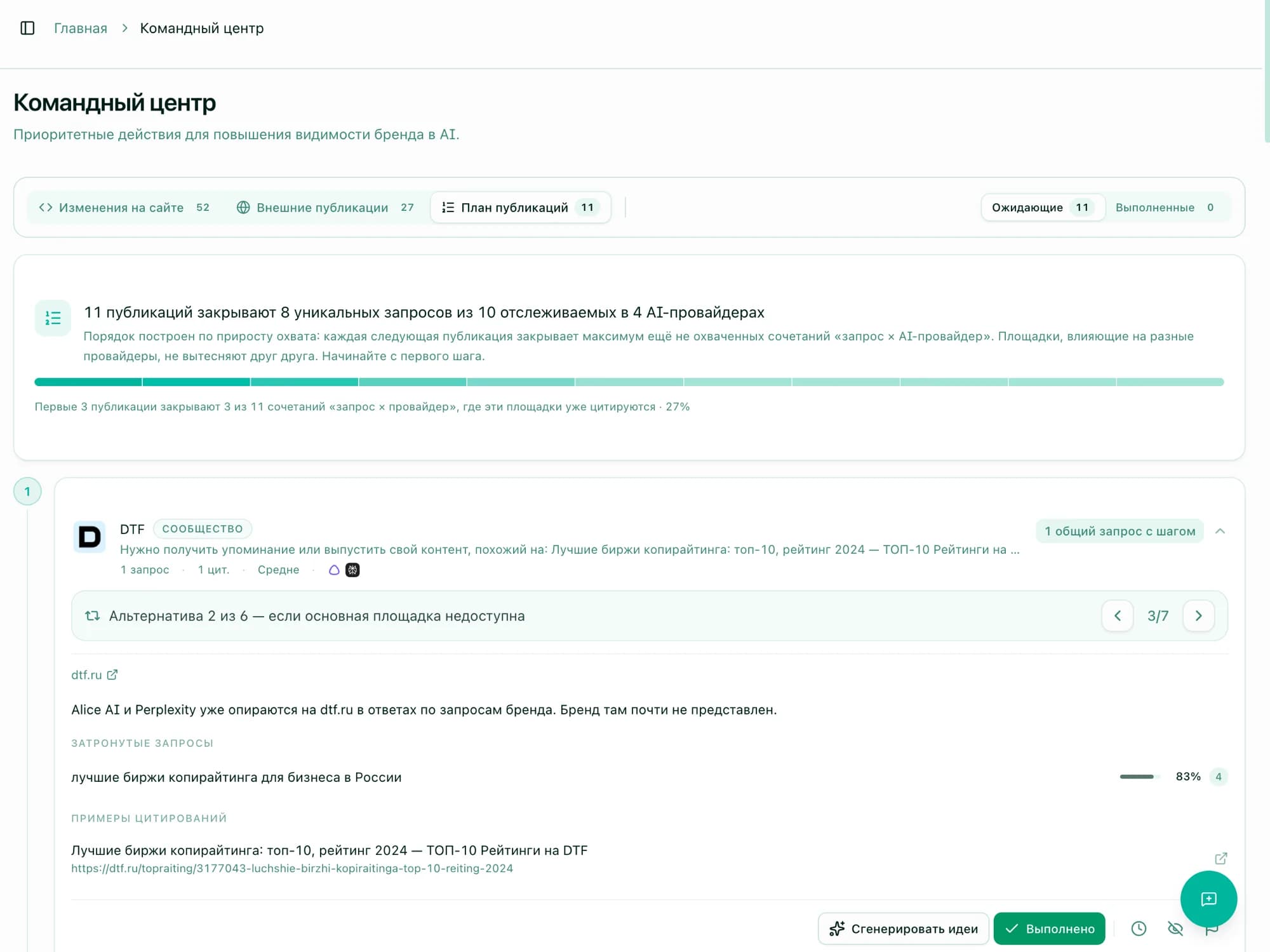Publication plan: the order in which outlets deliver the most visibility